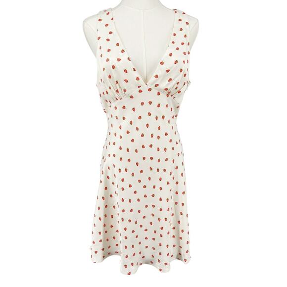 Zara Viral Strawberry Mini Dress Summer V Neck Size Large - Picture 7 of 14